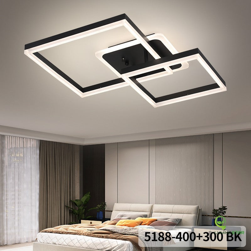 Lustra LED TWO SQUARE Black Echivalent 600W Telecomanda