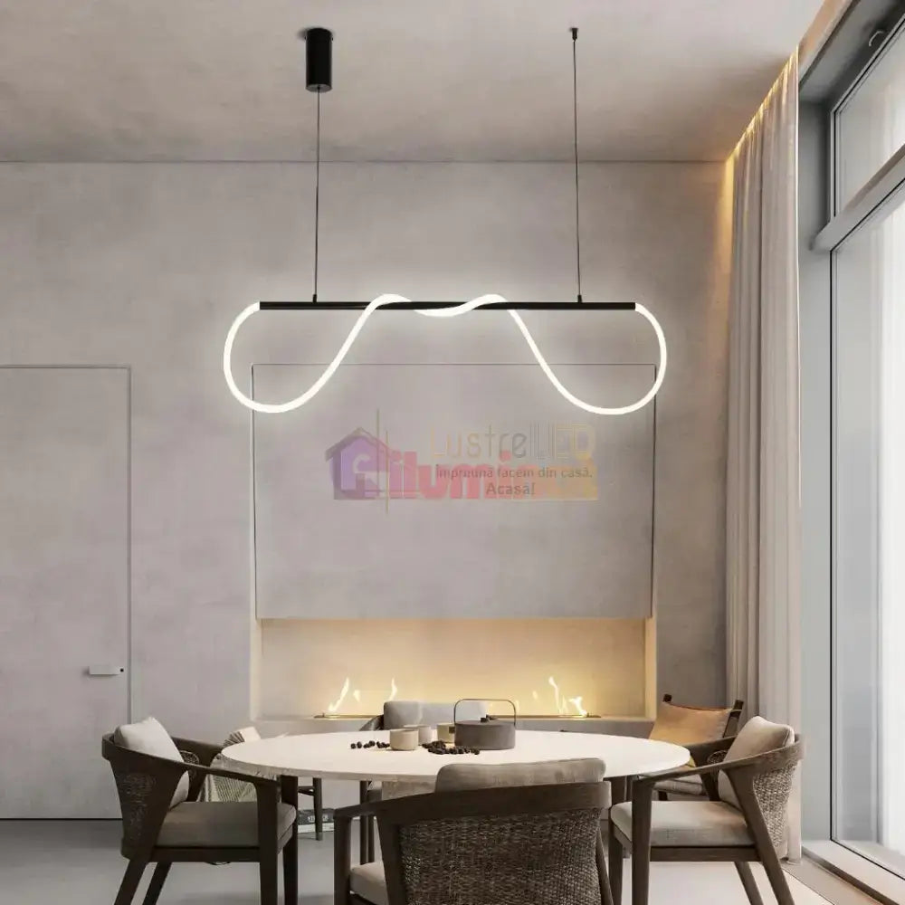 Lustra LED Suspendata GROVA Black Echivalent 300W Telecomanda NEAGRA / SUSPENDATE Lighting Fixtures