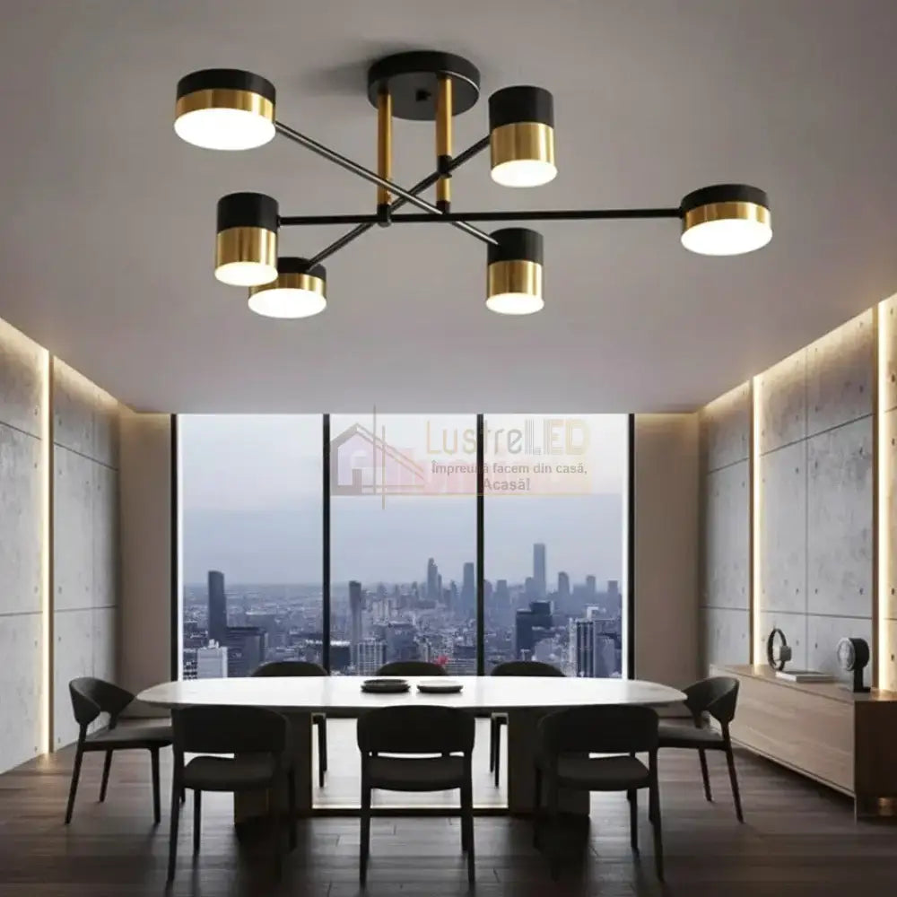 Lustra LED Nordic Style Darko Echivalent 400W Telecomanda MINIMALIST DESIGN / NEGRU + AURIU led ceiling light