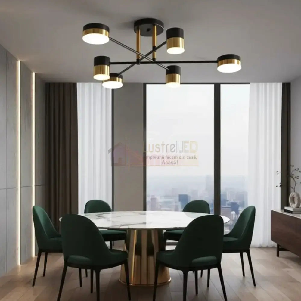 Lustra LED Nordic Style Darko Echivalent 400W Telecomanda MINIMALIST DESIGN / NEGRU + AURIU led ceiling light