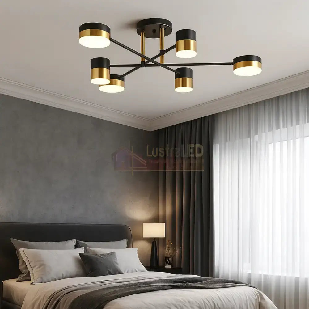 Lustra LED Nordic Style Darko Echivalent 400W Telecomanda MINIMALIST DESIGN / NEGRU + AURIU led ceiling light