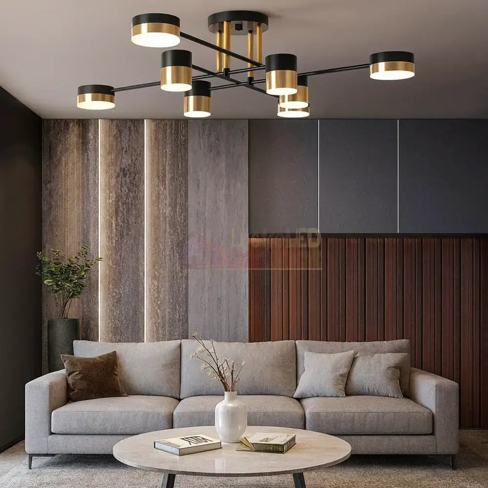 Lustra LED Nordic Style Darko Grande Echivalent 600W Telecomanda MINIMALIST DESIGN / NEGRU + AURIU led ceiling light