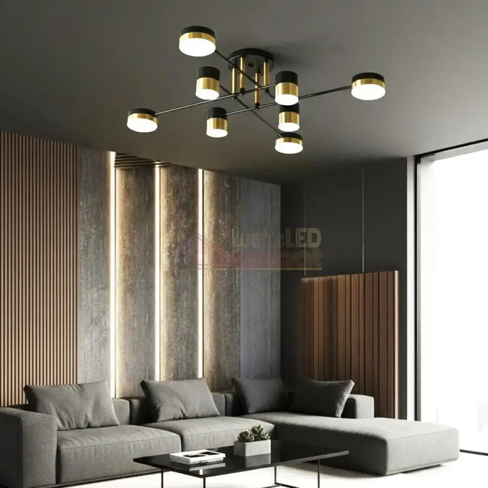 Lustra LED Nordic Style Darko Grande Echivalent 600W Telecomanda MINIMALIST DESIGN / NEGRU + AURIU led ceiling light