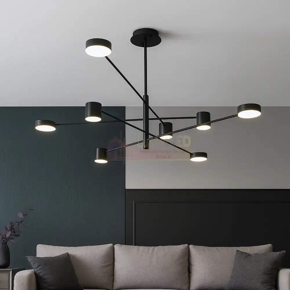 Lustra LED Suspendata Zeyra Black Echivalent 1000W Telecomanda Lighting Fixtures