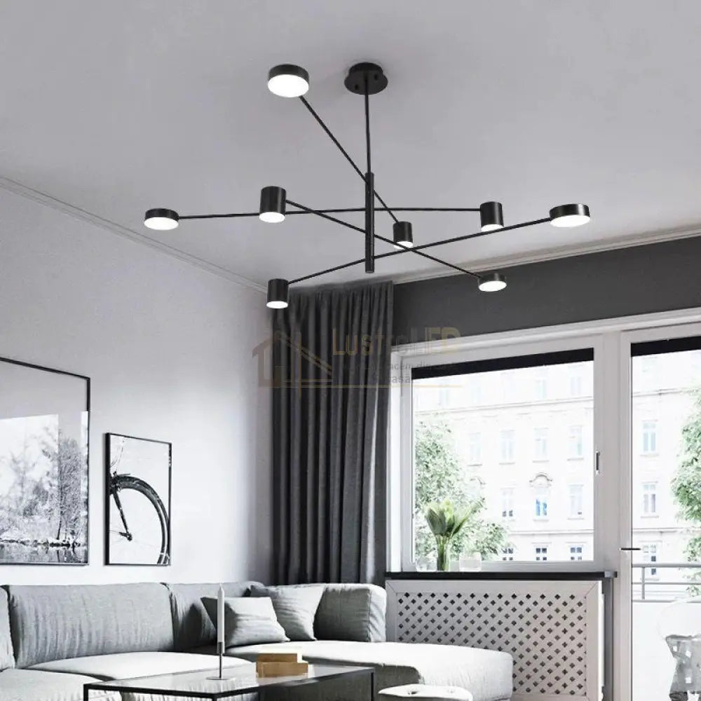 Lustra LED Nordic Style Maxi WEB Black Echivalent 600W Telecomanda Lighting Fixtures