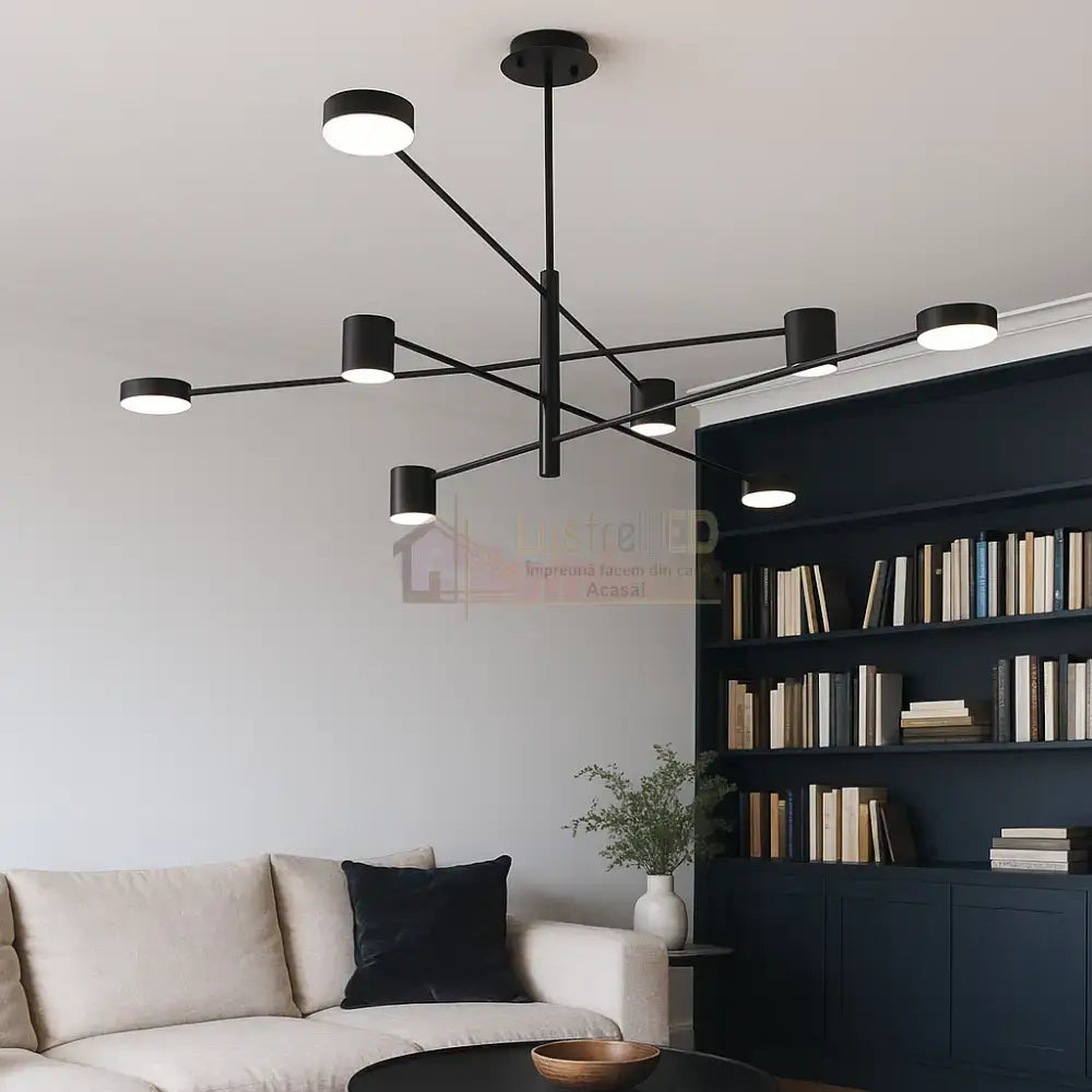 Lustra LED Suspendata Zeyra Black Echivalent 1000W Telecomanda Lighting Fixtures