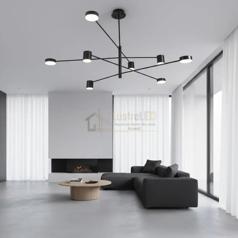 Lustra LED Nordic Style Maxi WEB Black Echivalent 600W Telecomanda Lighting Fixtures