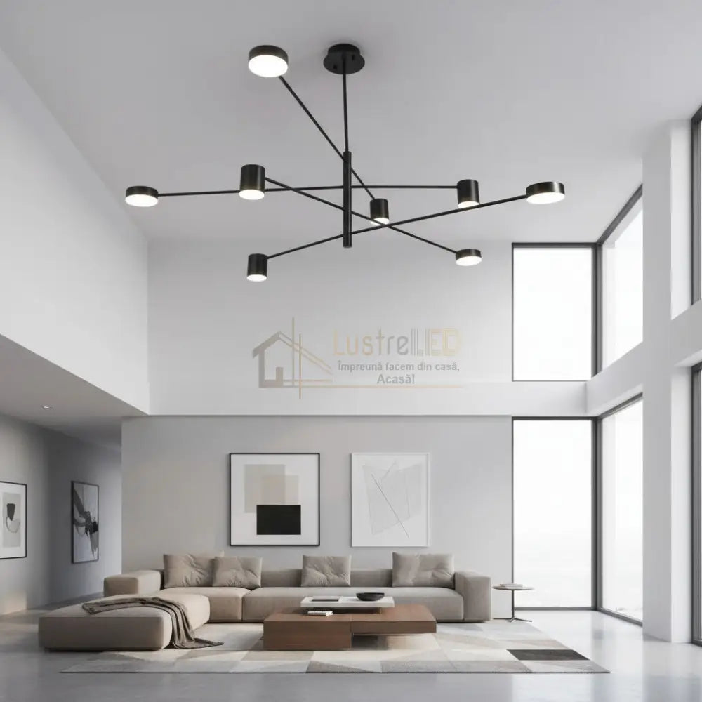 Lustra LED Nordic Style Maxi WEB Black Echivalent 600W Telecomanda Lighting Fixtures