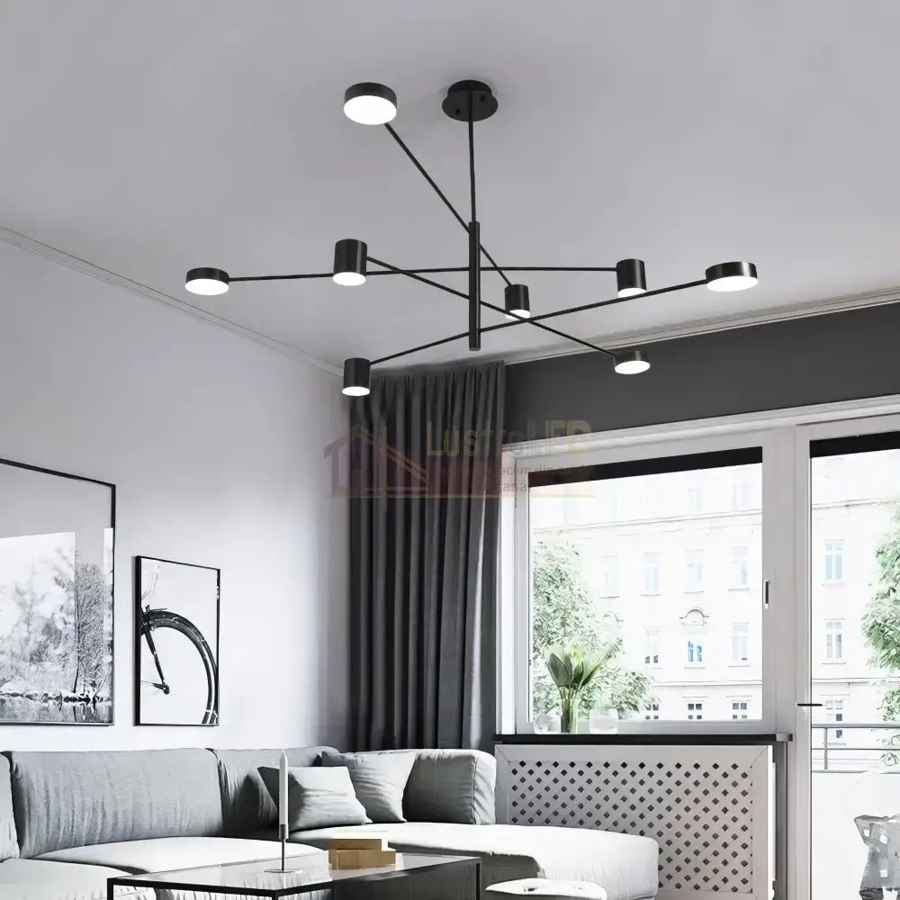 Lustra LED Suspendata Zeyra Black Echivalent 1000W Telecomanda Lighting Fixtures