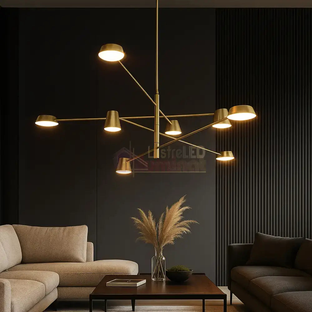 Lustra LED Suspendata Zeyra Gold Echivalent 1000W Telecomanda Lighting Fixtures