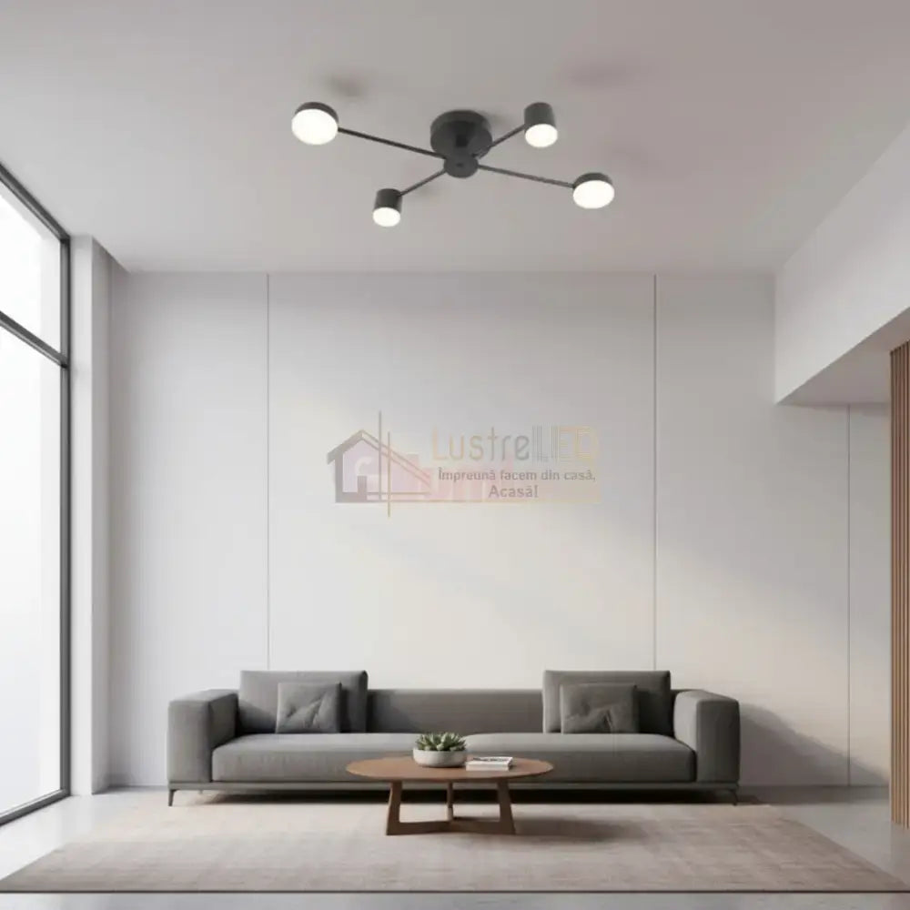 Lustra LED Nordic Style Mini WEB Black Echivalent 200W Telecomanda led ceiling light