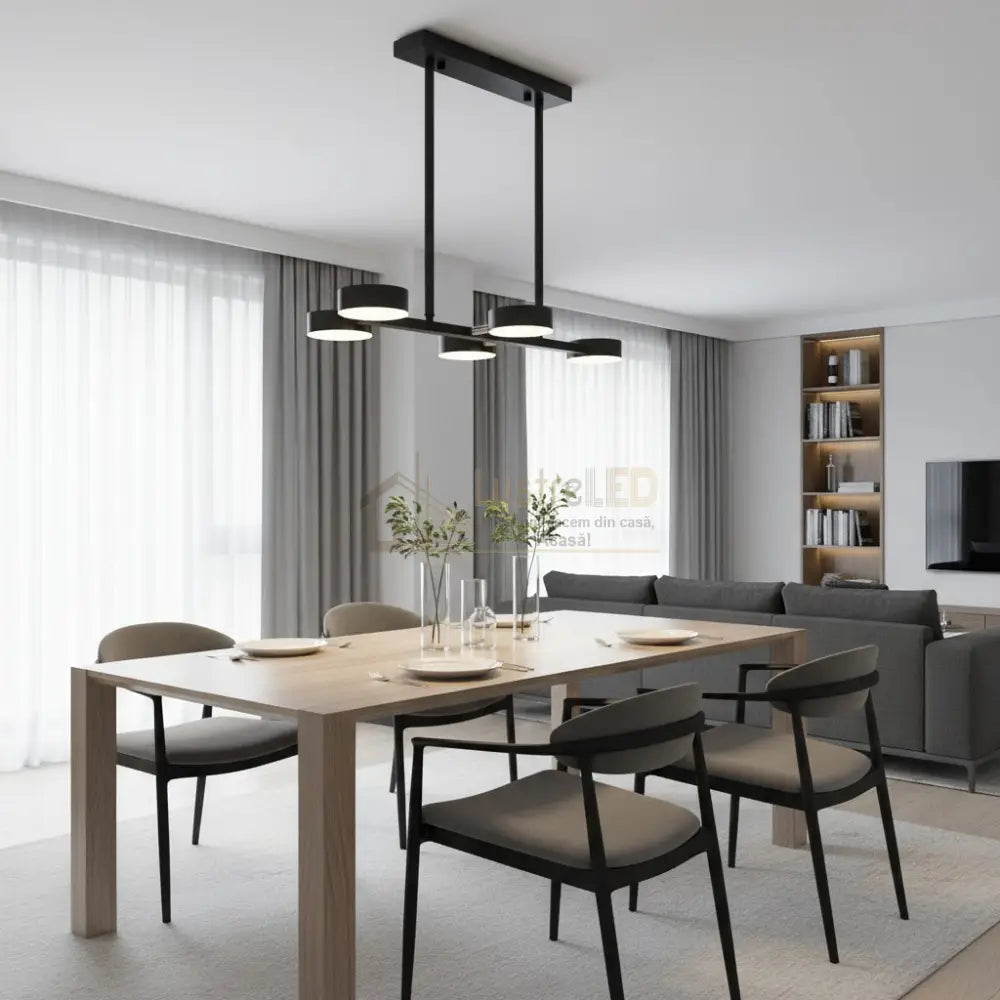 Lustra LED Nordic Style Mini WELA Black Echivalent 300W Telecomanda led ceiling light