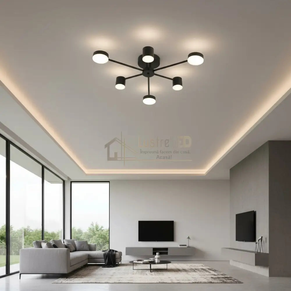Lustra LED Nordic Style WEB Black Echivalent 300W Telecomanda led ceiling light