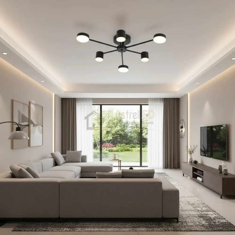 Lustra LED Nordic Style WEB Black Echivalent 300W Telecomanda led ceiling light