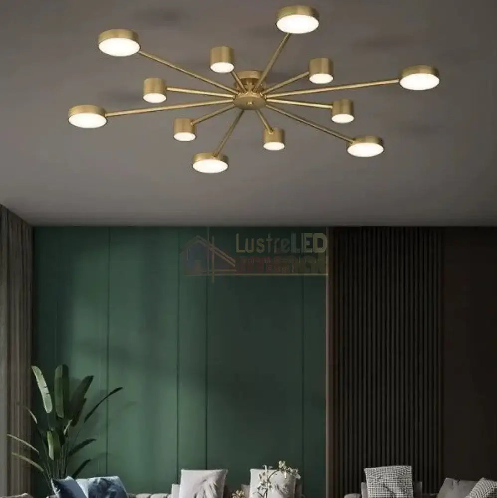 Lustra Led Nordic Style Web Gold G3867 Echivalent 600W Minimalist Design / Aurie 100Cm Led Ceiling