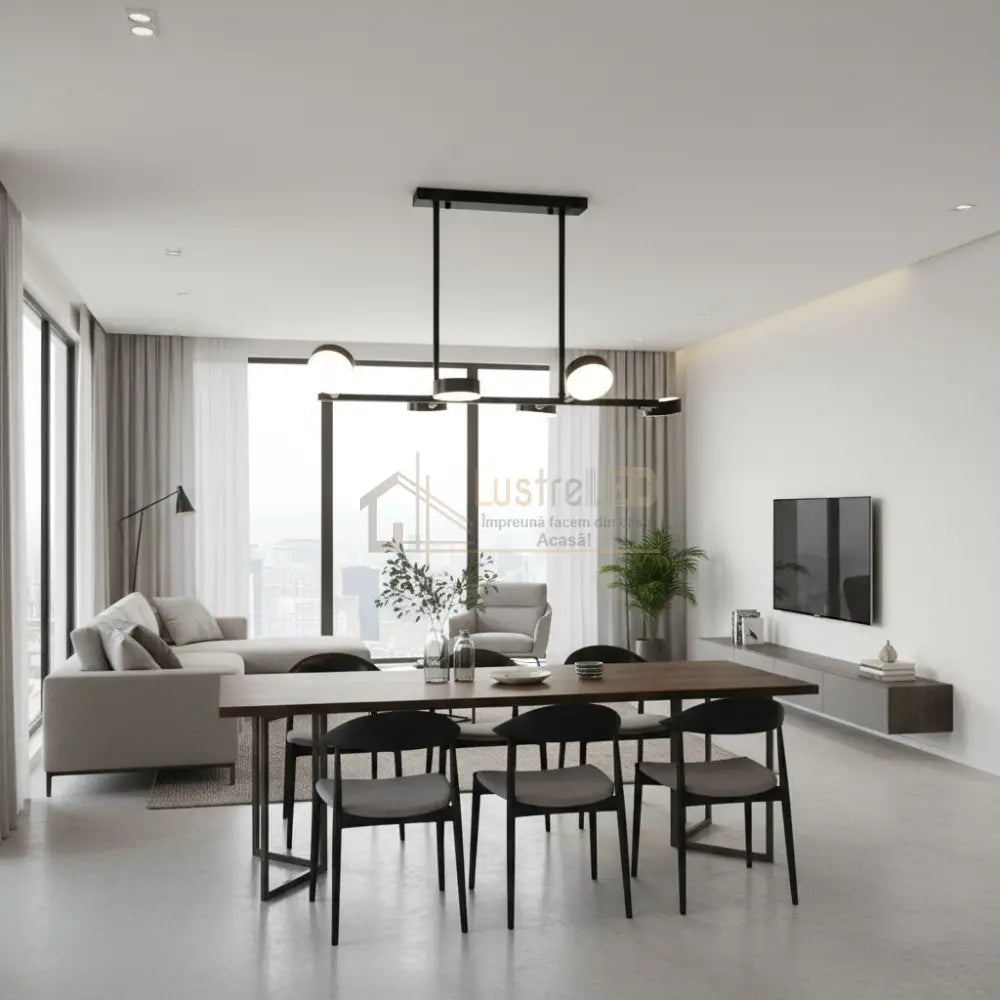 Lustra LED Nordic Style WELA Black Echivalent 500W Telecomanda led ceiling light