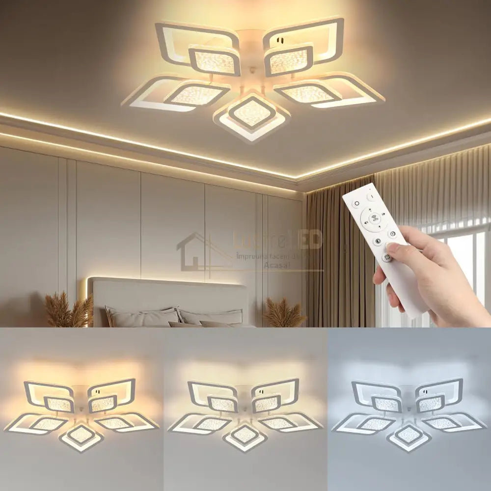 Lustra Led Ortensia Telecomanda Echivalent 800W Lighting Fixtures