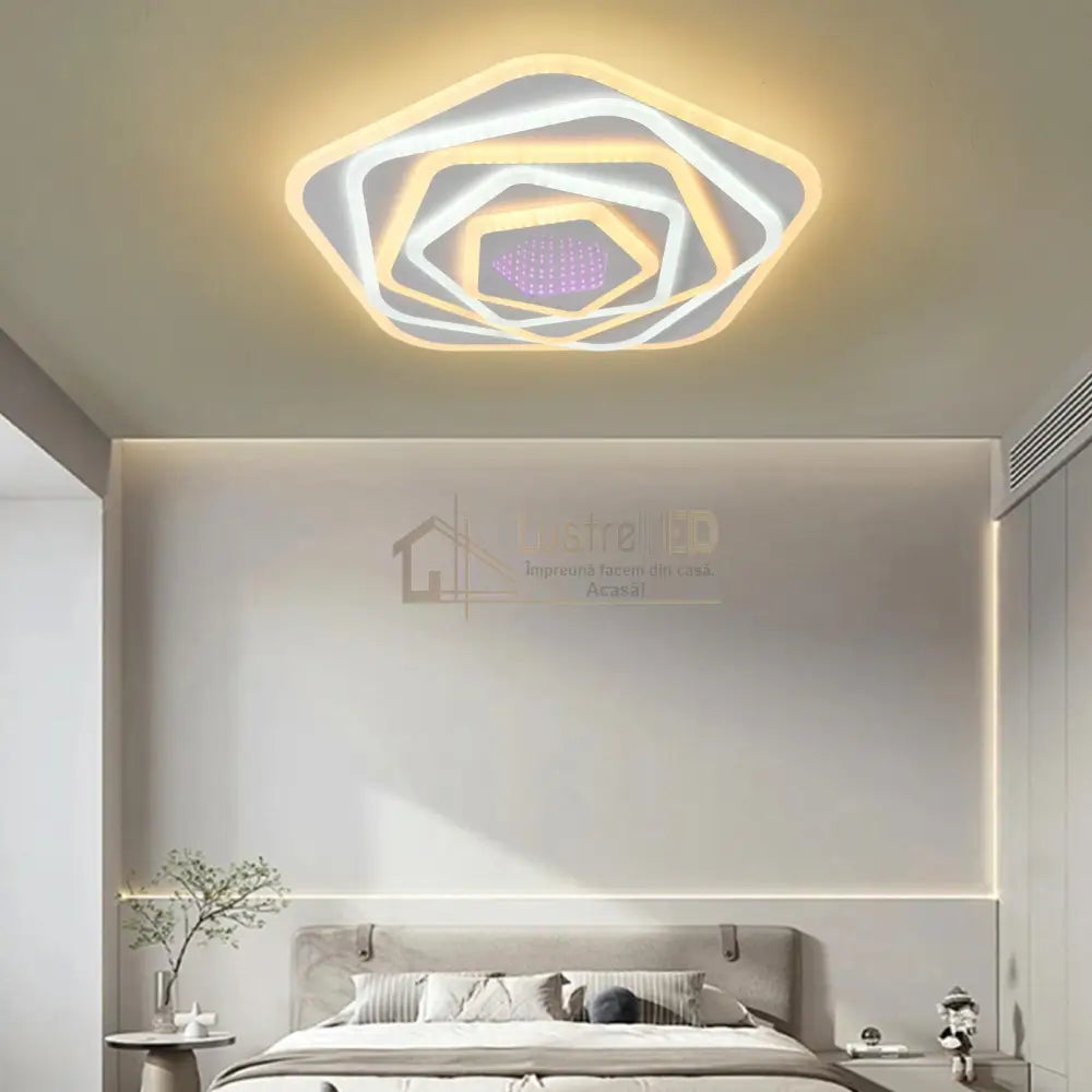 Lustra LED Pentagon RGB Echivalent 800W Telecomanda Lighting Fixtures
