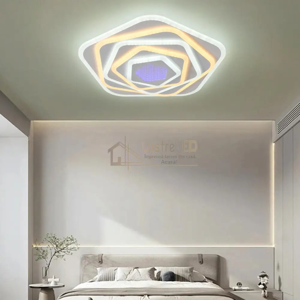 Lustra LED Pentagon RGB Echivalent 800W Telecomanda Lighting Fixtures