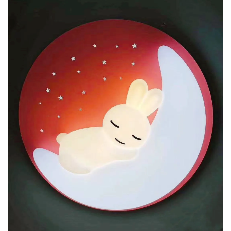 Lustra LED Pink Sleepy Bunny Echivalent 300W Telecomanda