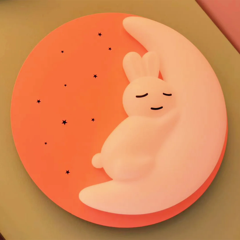 Lustra LED Pink Sleepy Bunny Echivalent 300W Telecomanda