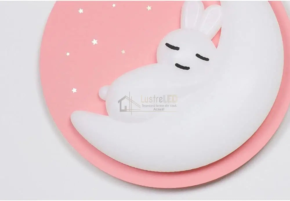 Lustra Led Pink Sleepy Bunny Echivalent 300W Telecomanda Lighting Fixtures