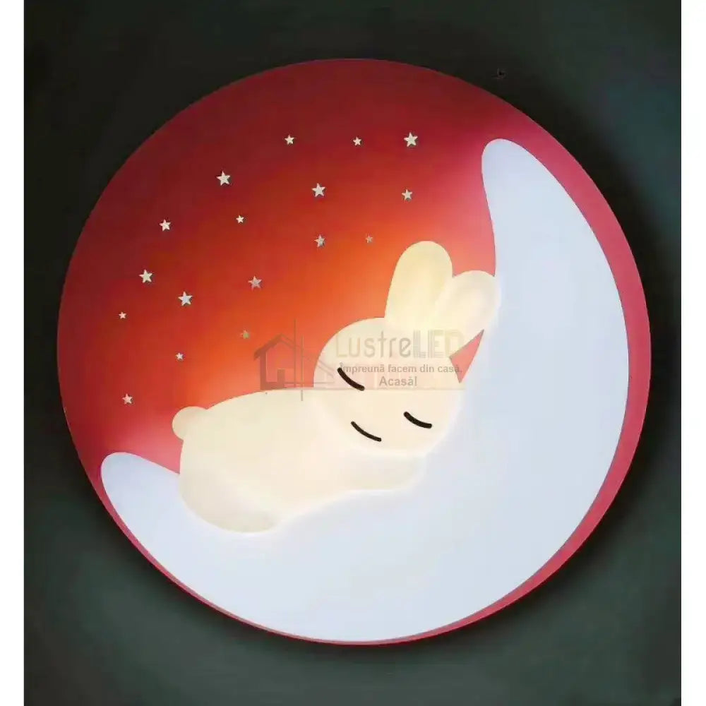 Lustra Led Pink Sleepy Bunny Echivalent 300W Telecomanda Lighting Fixtures