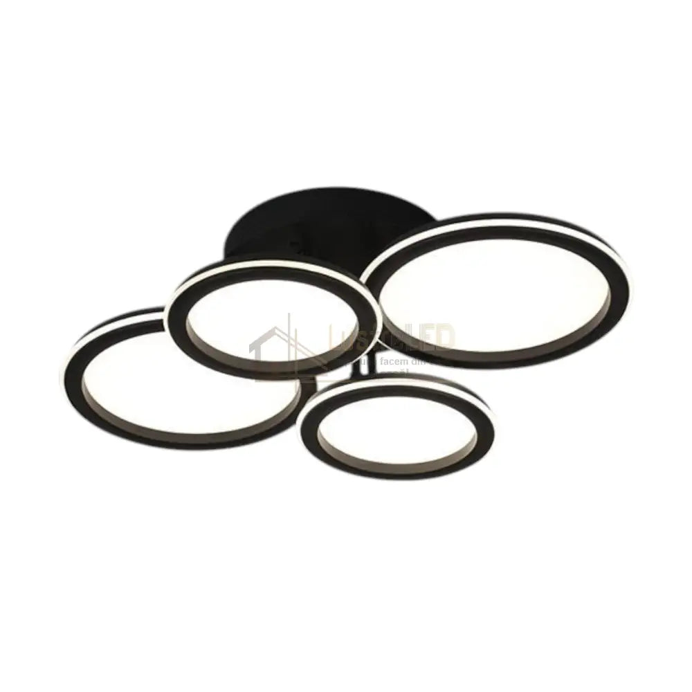 Lustra LED Polin 4 BLACK CIRCLE Echivalent 600W Telecomanda NEAGRA Lighting Fixtures