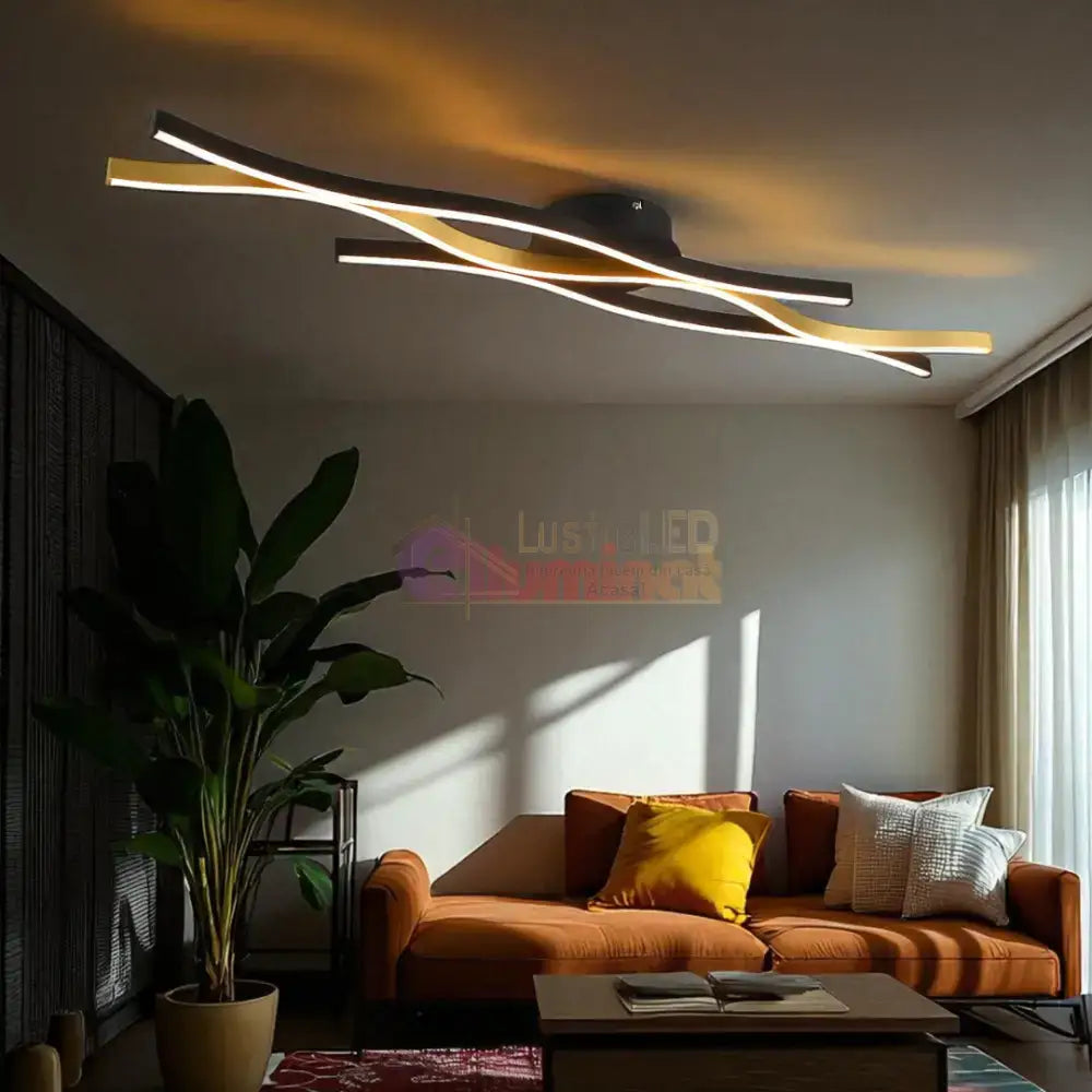 Lustra LED BLAZE Black Gold 35W lustreled.ro