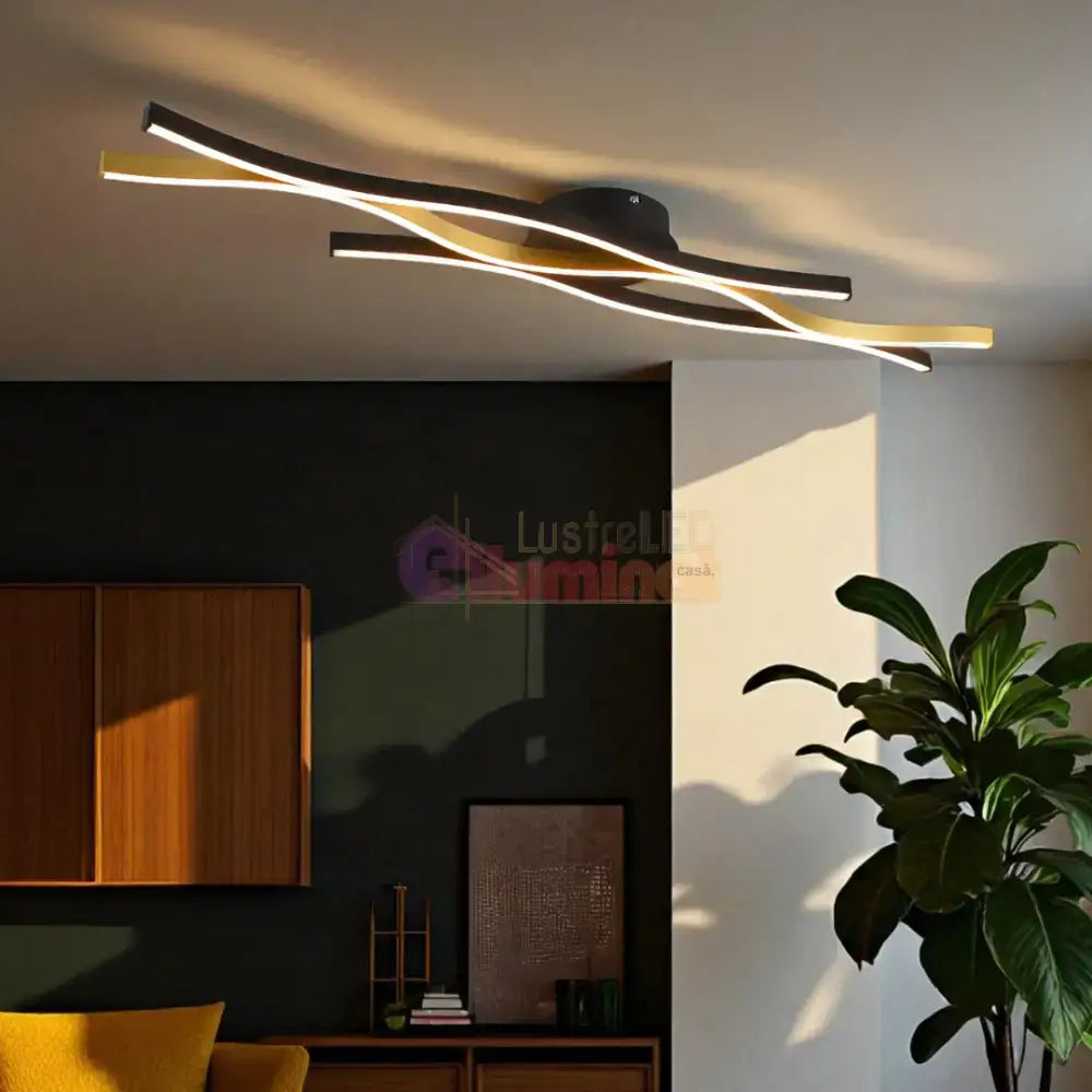 Lustra LED BLAZE Black Gold 35W lustreled.ro