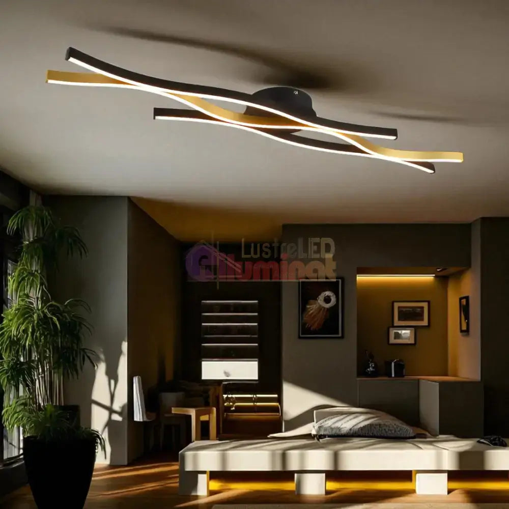Lustra LED BLAZE Black Gold 35W lustreled.ro