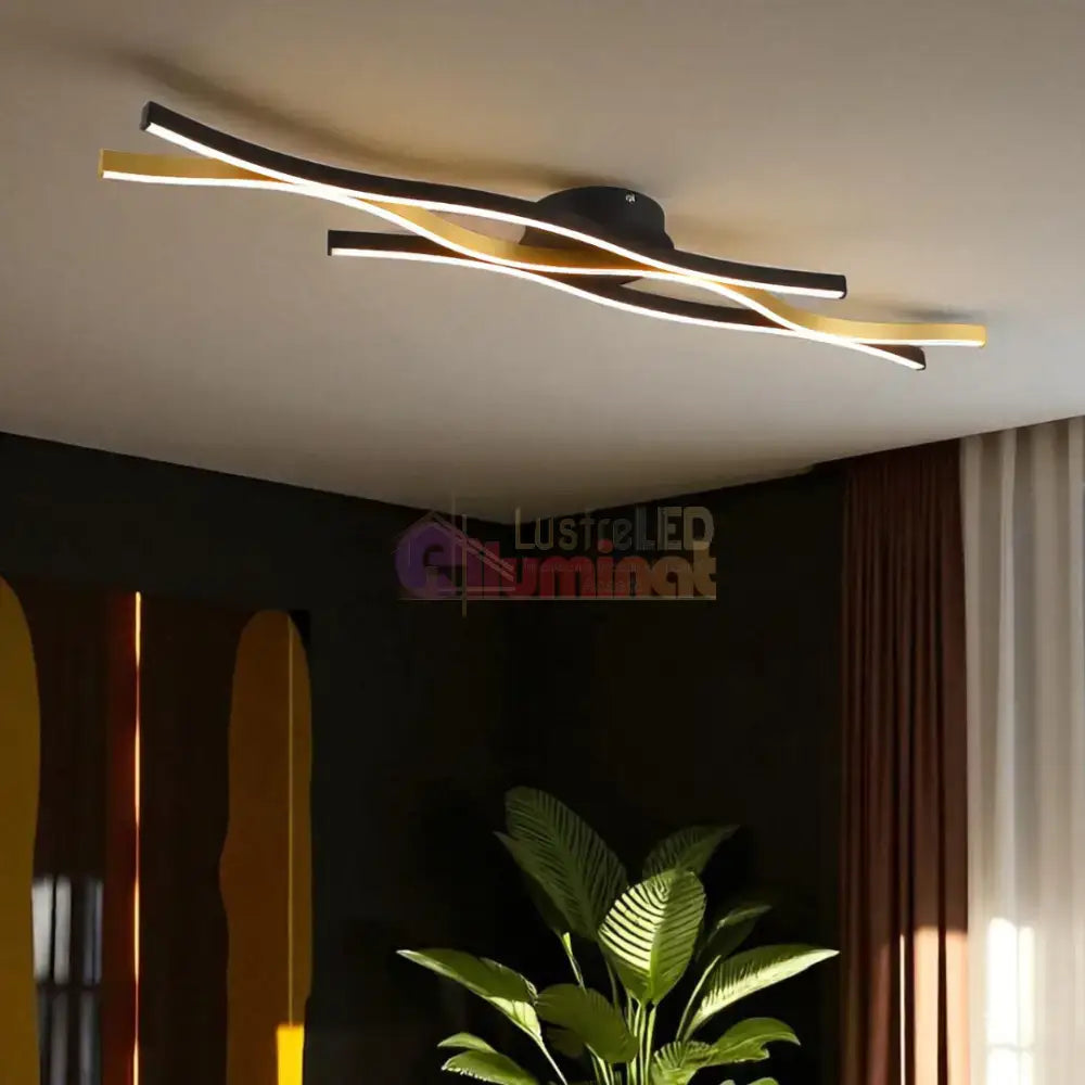 Lustra LED BLAZE Black Gold 35W lustreled.ro
