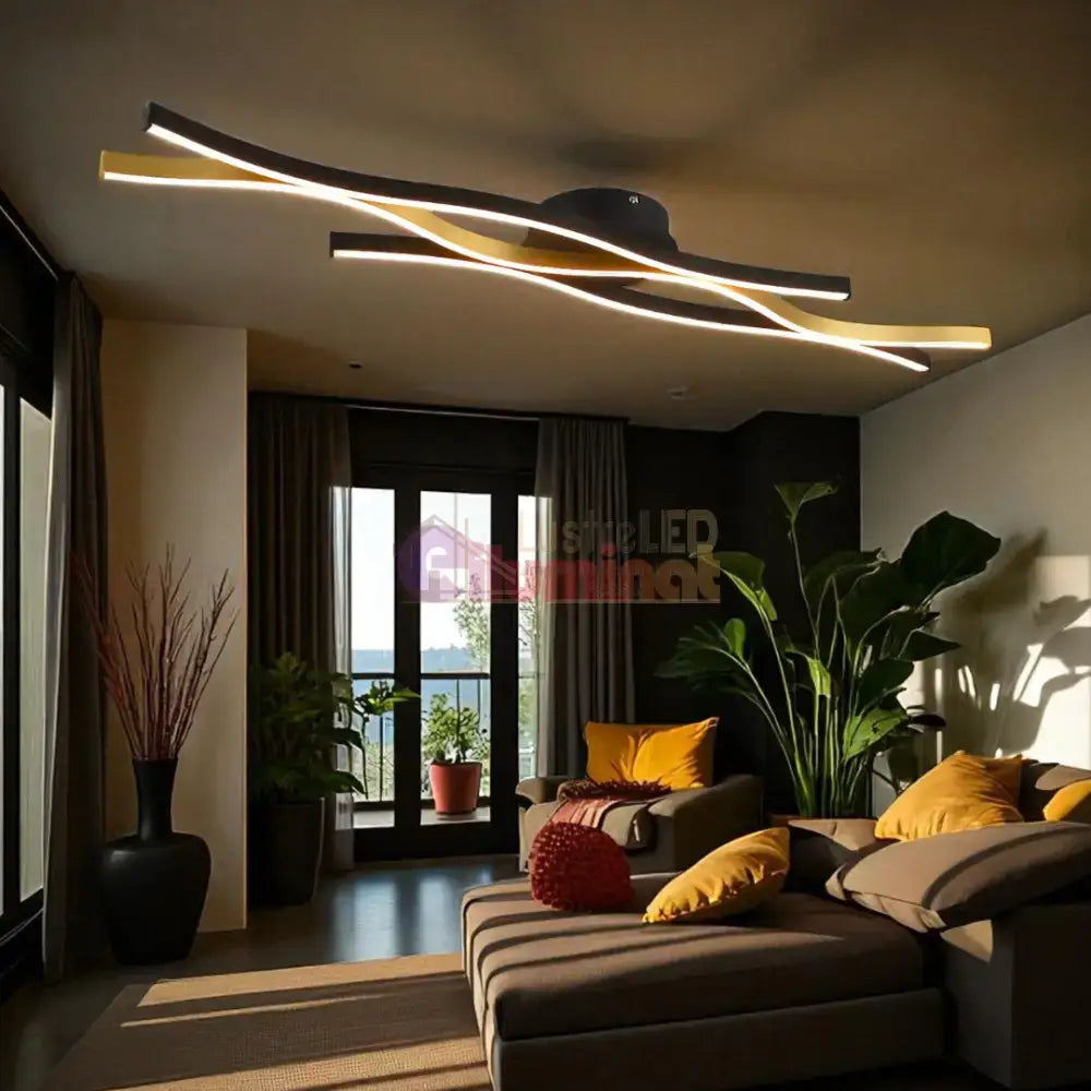 Lustra LED BLAZE Black Gold 35W lustreled.ro