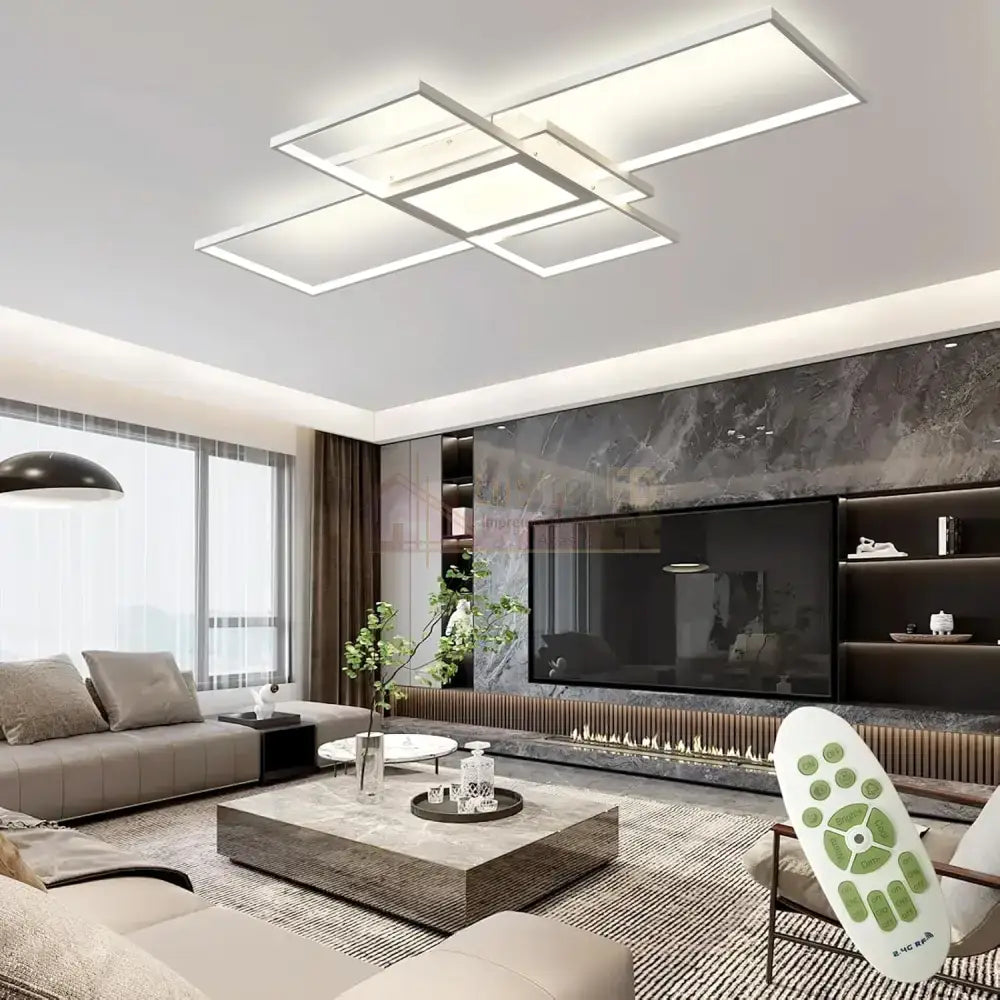 Lustra LED PREMIUM IRVINE Echivalent 800W cu Telecomanda ALBA / 105CM / MINIMALIST DESIGN Lighting Fixtures