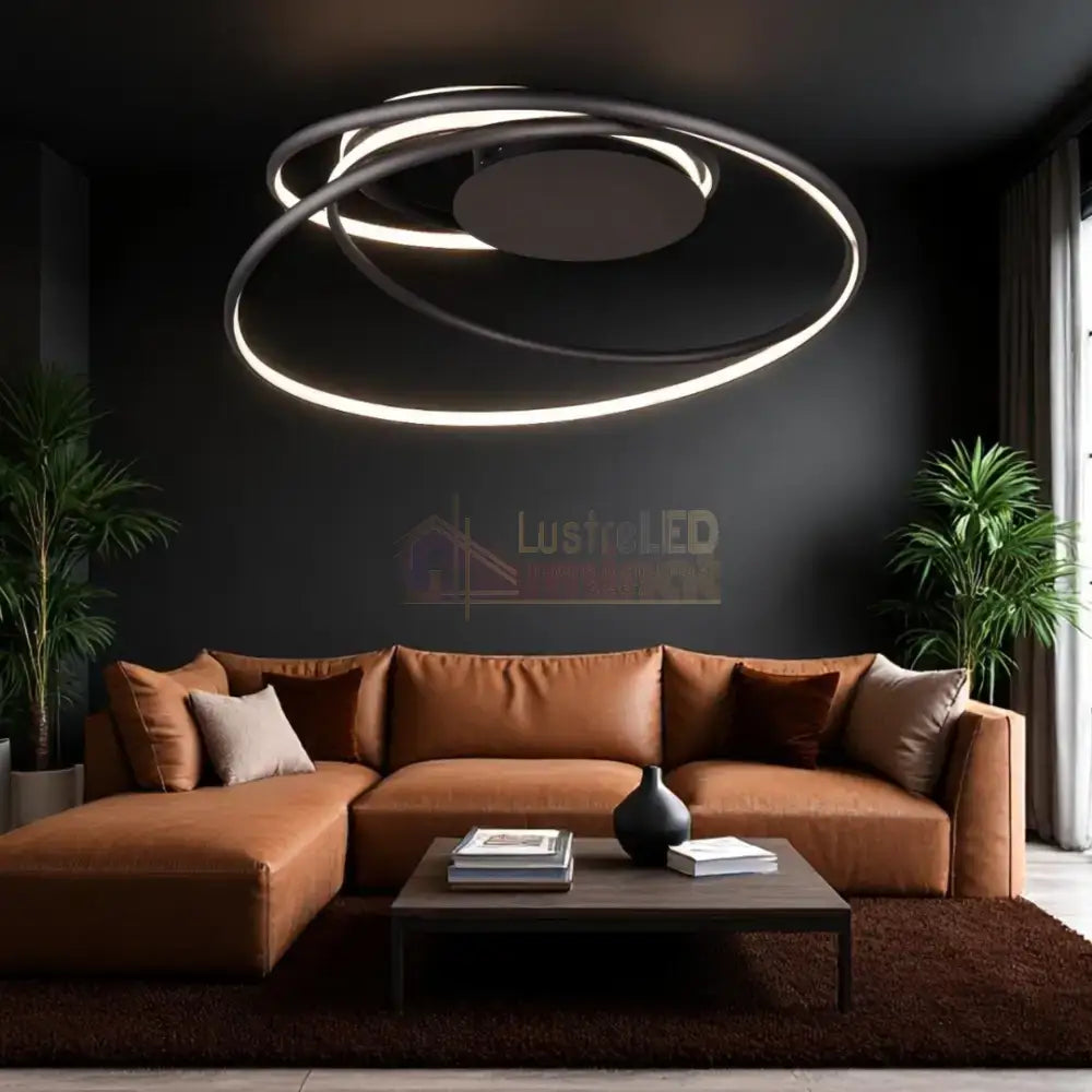 Lustra LED Aplicata NALA CIRCLE DESIGN / NEAGRA / 72CM CEILING LIGHT