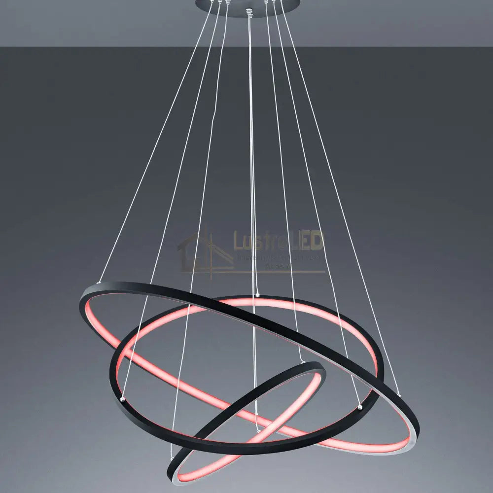 Lustra LED RGB-CCT AARON Black WIZ SMART Echivalent 1000W Telecomanda lustreled.ro