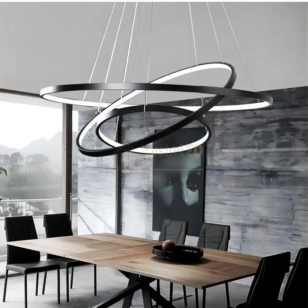 Lustra LED RGB-CCT AARON Black WIZ SMART Echivalent 1000W Telecomanda lustreled.ro