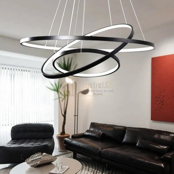 Lustra LED RGB-CCT AARON Black WIZ SMART Echivalent 1000W Telecomanda lustreled.ro
