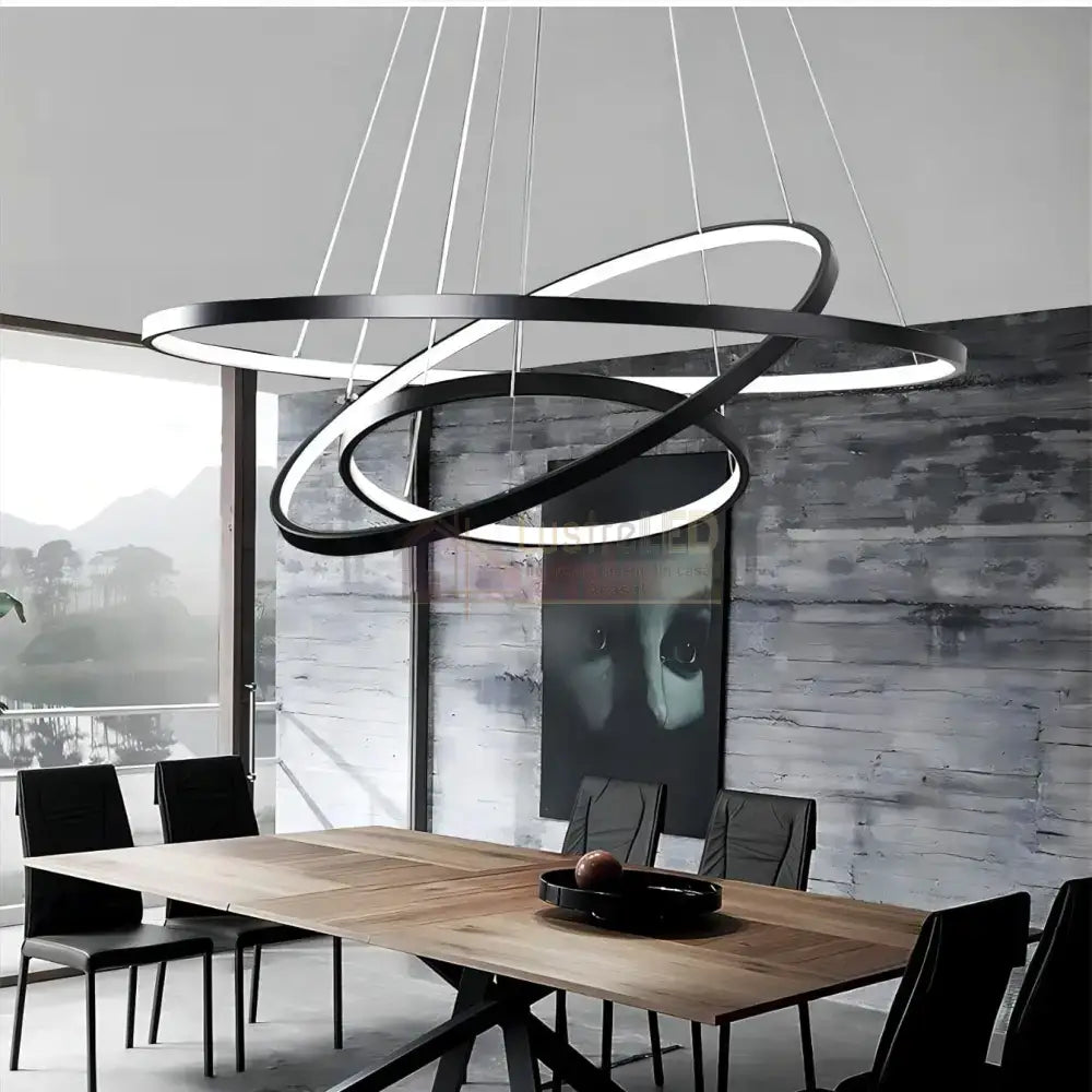 Lustra LED RGB-CCT AARON Black WIZ SMART Echivalent 1000W Telecomanda NEAGRA / 80CM / SUSPENDATE Lighting Fixtures