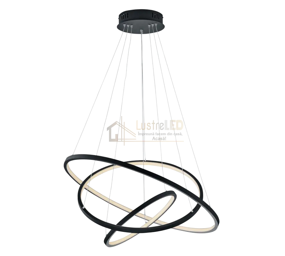 Lustra LED RGB-CCT AARON Black WIZ SMART Echivalent 1000W Telecomanda lustreled.ro