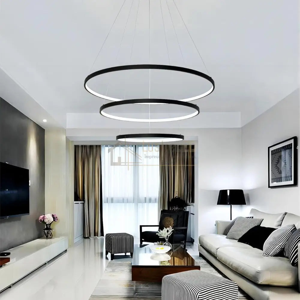 Lustra LED RGB-CCT AARON Black WIZ SMART Echivalent 1000W Telecomanda lustreled.ro