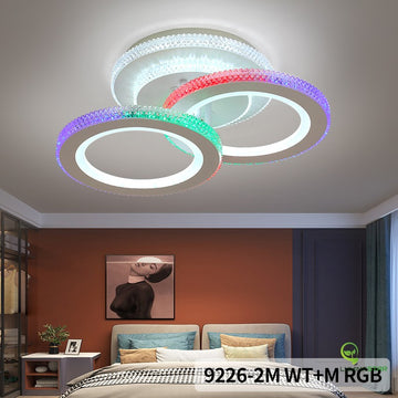 Lustra LED 82W 2 Cercuri RGB Digital Echivalent 200W Telecomanda