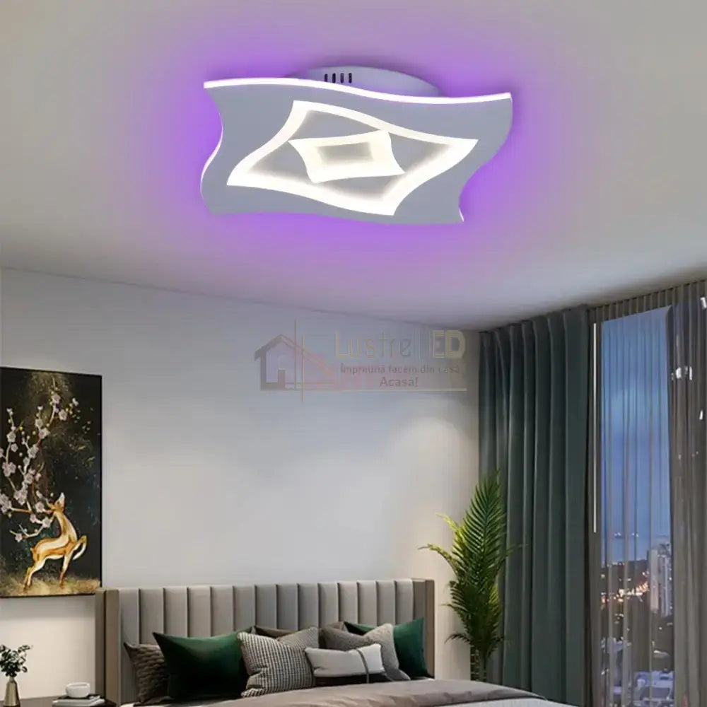 Lustra LED HERA Echivalent 200W Telecomanda 40CM / SQUARE DESIGN Lighting Fixtures