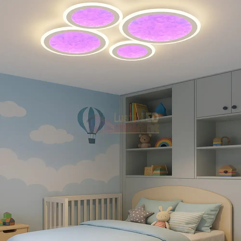 Lustra LED RGB SIERA 4 Circles 3 Functii Echivalent 550W Telecomanda ALBA / RGB / 60CM Lighting Fixtures