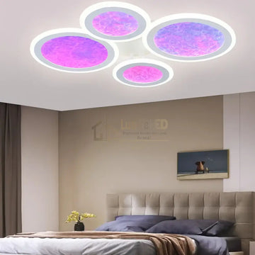 Lustra LED RGB SIERA 4 Circles 3 Functii Echivalent 550W Telecomanda ALBA / RGB / 60CM Lighting Fixtures