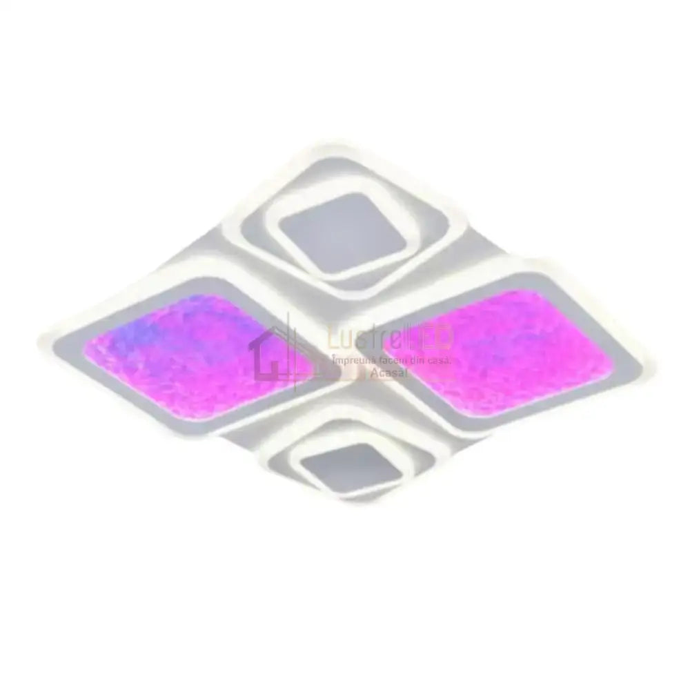 Lustra LED RGB SIERA 4 Squares 3 Functii Echivalent 630W Telecomanda ALBA / RGB / 50CM Lighting Fixtures