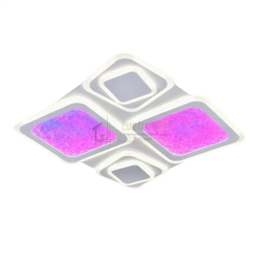 Lustra LED RGB SIERA 4 Squares 3 Functii Echivalent 630W Telecomanda ALBA / RGB / 50CM Lighting Fixtures