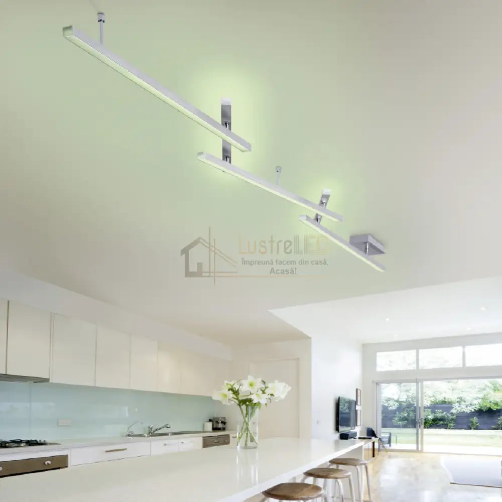 Lustra LED MELBY Reglabila Argintie 242cm Echivalent 350W lustreled.ro
