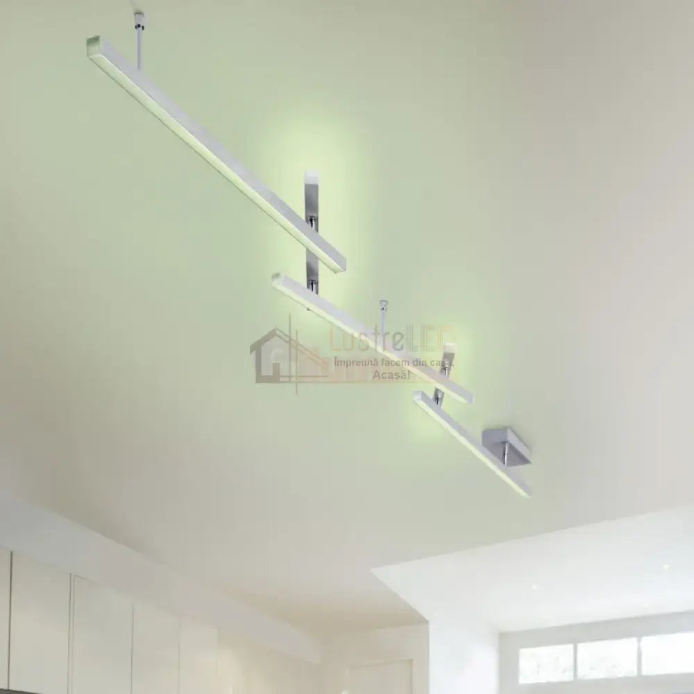 Lustra LED RGBW MELBY Reglabila Argintie 242cm Echivalent 300W Telecomanda 242CM / MINIMALIST DESIGN / ARGINTIE