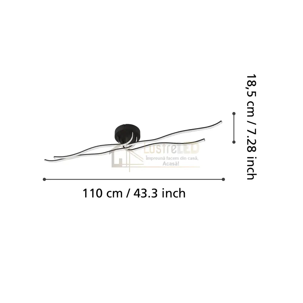 Lustra LED RONCADE 1 Black Echivalent 500W lustreled.ro